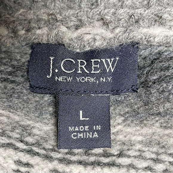 J. Crew Men’s Gray Shawl Collar 100% Lambswool Sweater with Nordic Pattern L - Picture 2 of 9